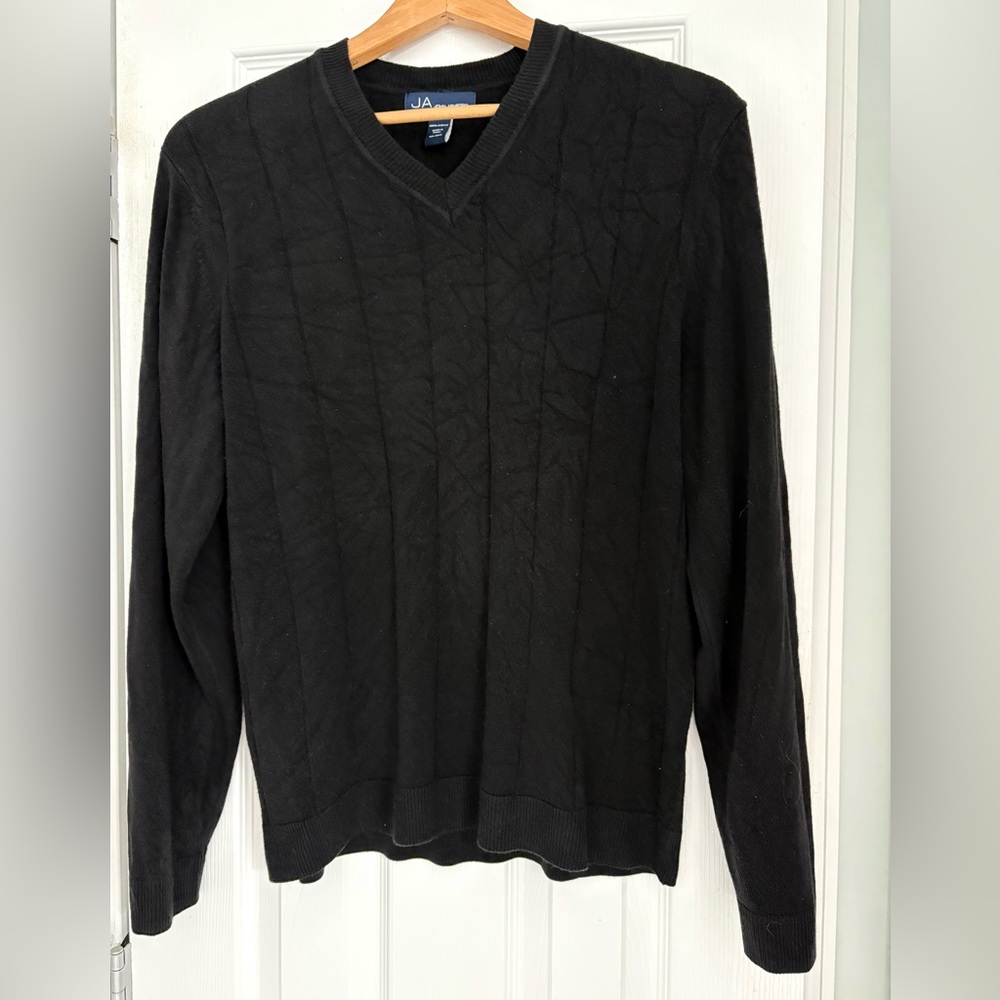 John Ashford Men's Classic Black V-Neck Sweater